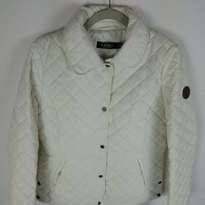 Lauren Ralph Lauren Button Up Quilted Designer Jacket Women's Small White 24740T
